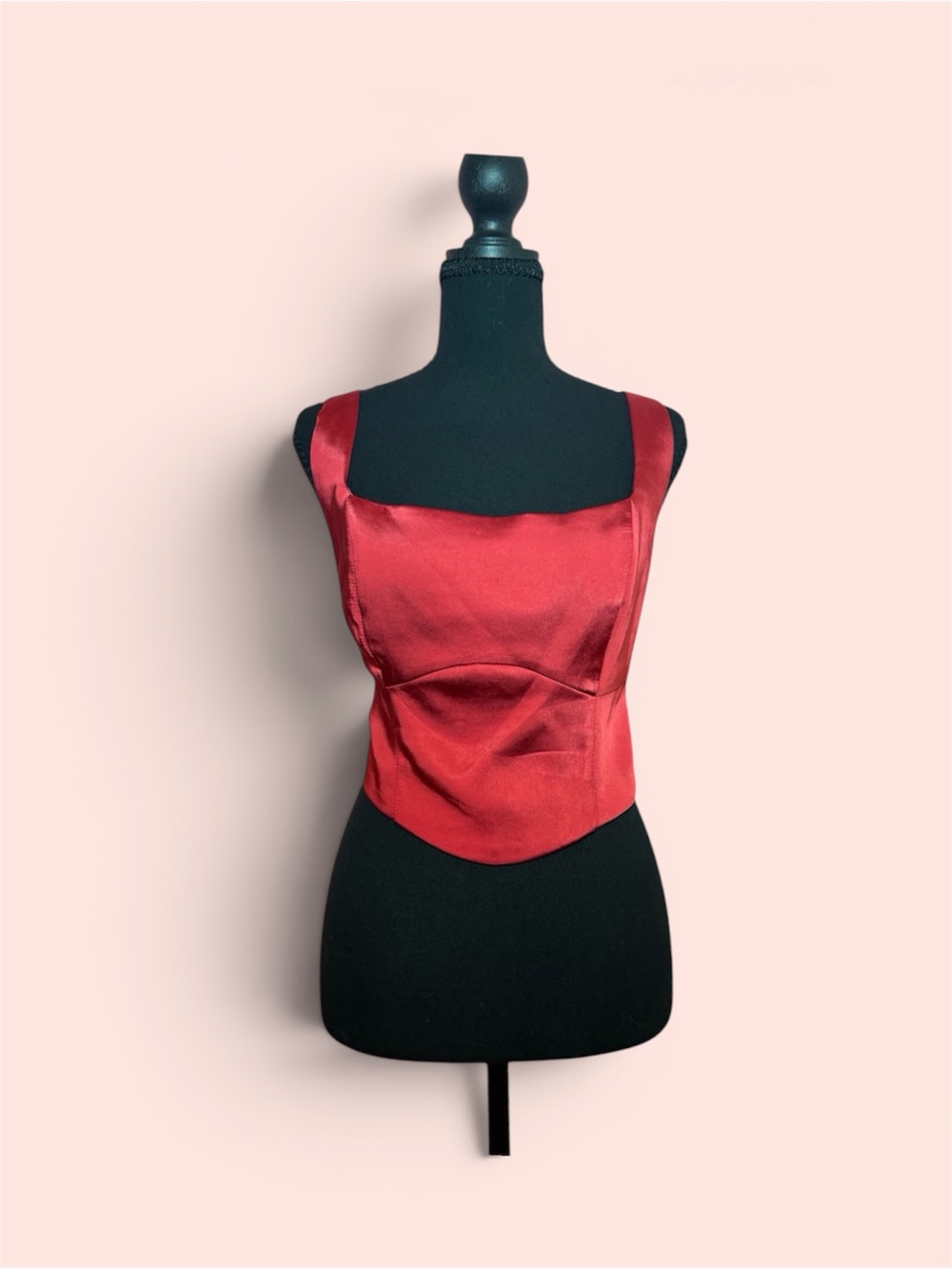 Satin Red Cropped Tank Top